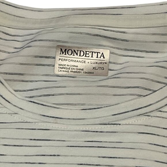 MONDETTA Tee Shirt Men's Horizontal Stripes White Grey Black Size XL - Picture 2 of 7